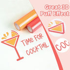 Glitter Puff Vinyl Heat Transfer, Neon Red Puff HTV Iron on Vinyl 12" x5ft | 3D - Image 4
