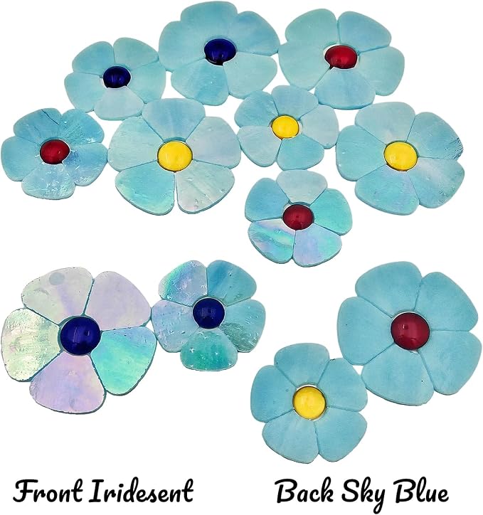 Esweny 12 Flower Stained Glass Mosaic Tiles - Image 2