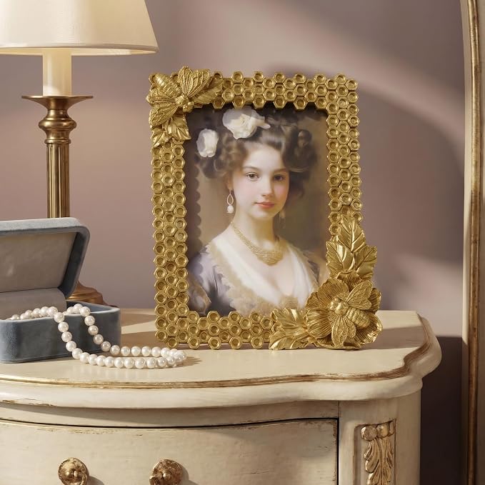 Cuspin Gold 5x7 Picture Frame, Vintage Decorative Resin Photo Frame - Image 3