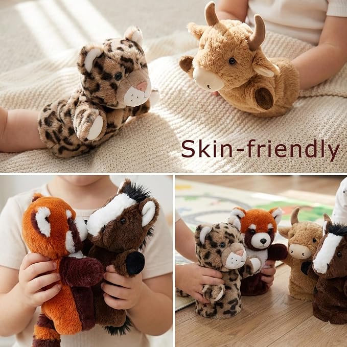 4 PCS 11 Inch Animal Hand Puppet Set Soft Realistic Wild Plush Puppets Toys - Image 5