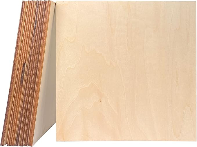 8 Pieces Unfinished Wood Sheet 8x8x3/16 Inch Thick Basswood Plywood Board by Cregugua
