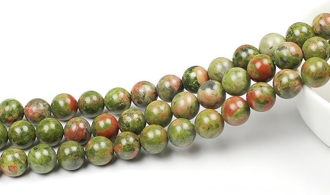 MJDCB Natural Stone Beads Unakite Round Loose Spacer Beads 15'' 4m 6m 8m 10mm - Image 3