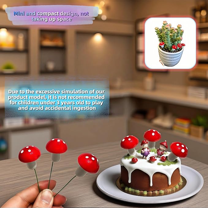 Enchanted Garden Miniature Mushroom Decorations, 40-Piece Resin Fairy Garden - Image 4