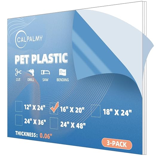 3 Pack of 16 x 20" PET Sheet/Plexiglass Panels 0.06" Thick; Use by CalPalmy