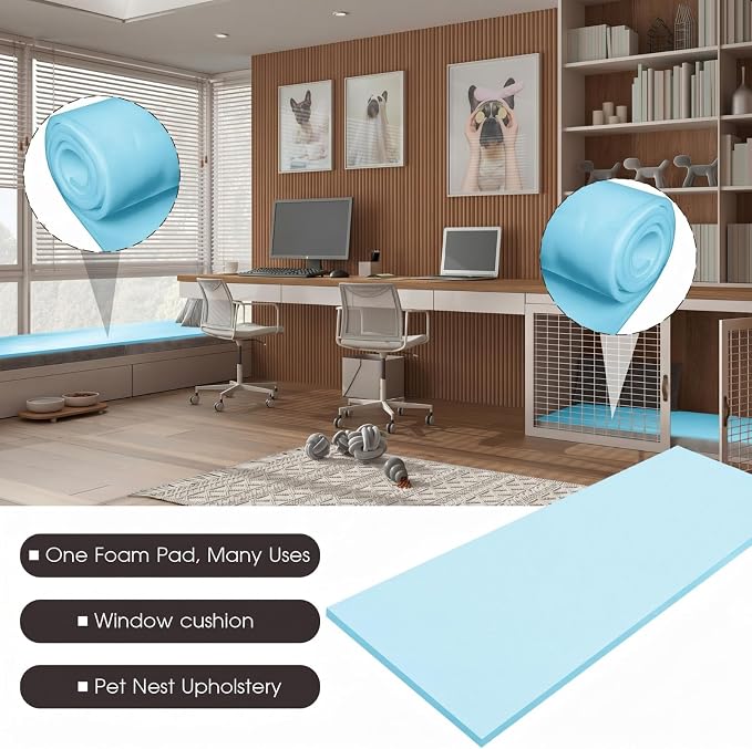 Amylove 1 Pack Polyurethane Foam 1/4" x 24" x 42" High Density Cushion - Image 7