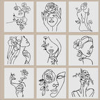 ORIGACH 9PCS 11.8x11.8inch Modern Minimalist Abstract Women Stencil, Floral by ORIGACH