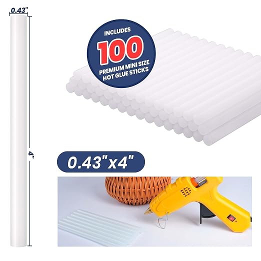 ADHES Mini Size 0.43" x 4" Hot Glue Gun Sticks 100 Pack, and Home Projects - Image 2