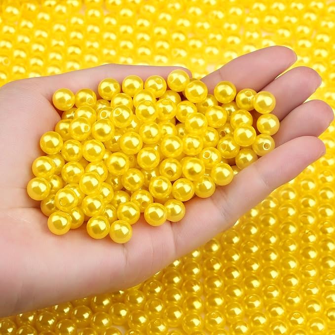 DUQGUHO Yellow Beads for Jewelry Making 8mm Fake Pearl Beads for Bracelets by DUQGUHO