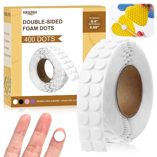 400 PCS 2mm Double Sided Foam Dots 0.4" Foam Round Dots 3D Foam Tape Craft by Unknown