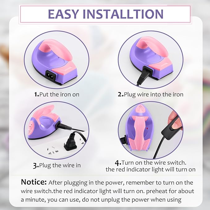 Honoson Mini Craft Iron Mini Heat Press Small Iron 3.93 x 2.36 x 2.76 Portable - Image 4
