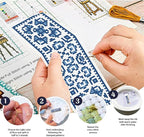 FREEBLOSS 6 Set Bohemian Pattern Cross Stitch Bookmark Kit Stamped Cross Stitch - Image 4