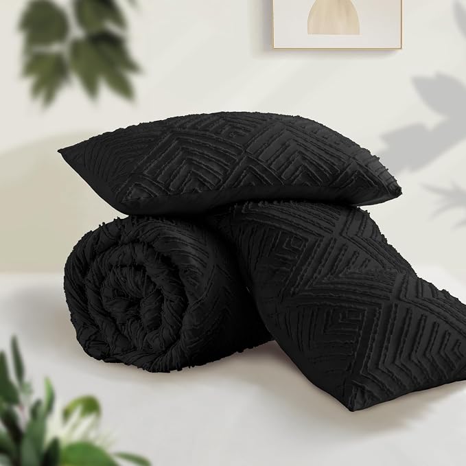 Andency Oversized King Comforter 120''x120'', 3 Pieces Black Super King Boho - Image 3