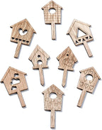 100 pcs Mixed Styles House Theme Unfinished Wood Cutout Charms Lovely Home Wood - Image 8