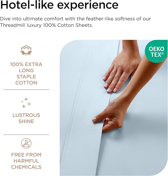 Threadmill Luxury 800 Thread Count Full Size 100% Cotton Sheets - Image 3