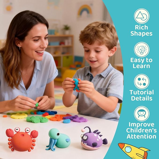 Both idea Air Dry Clay Kit, Ocean Theme | 12 Packs, Non-Toxic Kids Gift | - Image 2