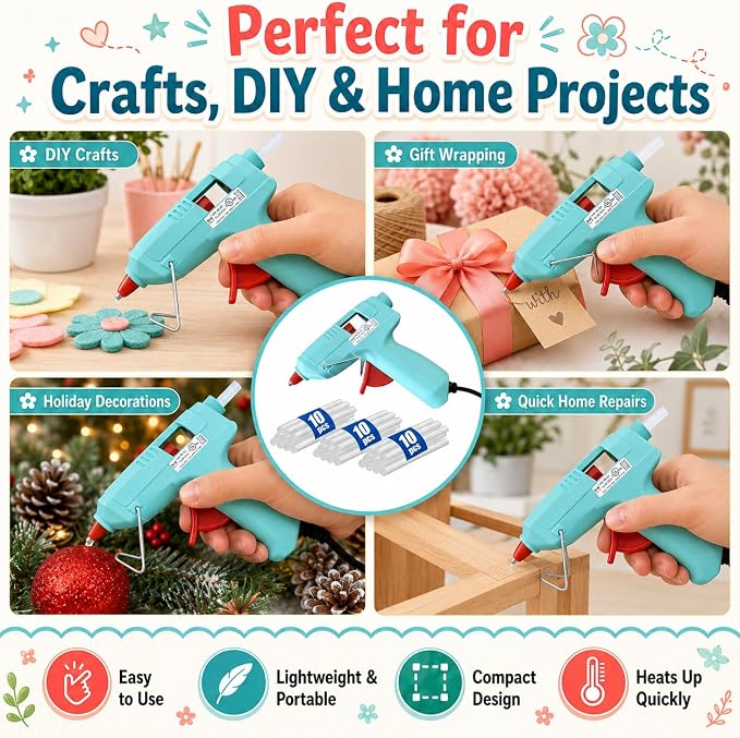 Mini Hot Glue Gun Kit with 30 Glue Sticks and Carrying Case, 15W Fast - Image 4