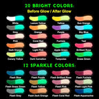 FansArriche Glow in the Dark Fabric Paint, 32 Colors x 20 ml Neon Paint | - Image 2
