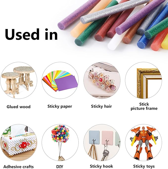 72 Pack Glitter Hot Glue Sticks, 0.43"x4" Glitter Colored Hot Glue Sticks - Image 5