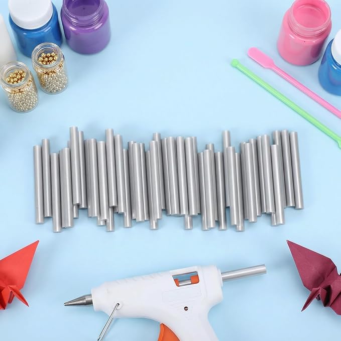 72 Pack 0.43x4 Metallic Silver Hot Glue Sticks Bulk, Hot Melt Glue Sticks - Image 7
