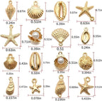 16Pcs Gold Metal Shell Charms, 16 Styles Summer Beach Seashell Pendants - Image 2