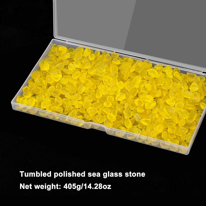 QEQEKAKA Sea Glass Stones for Crafts About 1LB Yellow Glass Pebbles Gemstones - Image 4