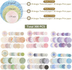 300Pcs Scrapbook Supplies Kit, Round Edge Colorful Textured Embossed Rice - Image 7