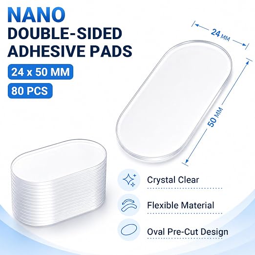 80 PCS Nano Double Sided Adhesive Pads, Waterproof No Damage Removable Heavy - Image 2
