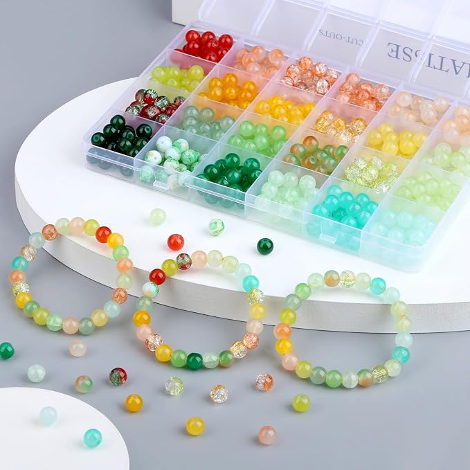 DUQGUHO 8mm Red Yellow and Green Beads - Image 3