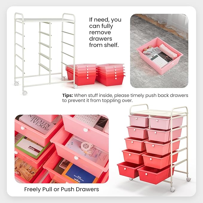 BECOMFORT 10-Drawer Rolling Cart - Image 4