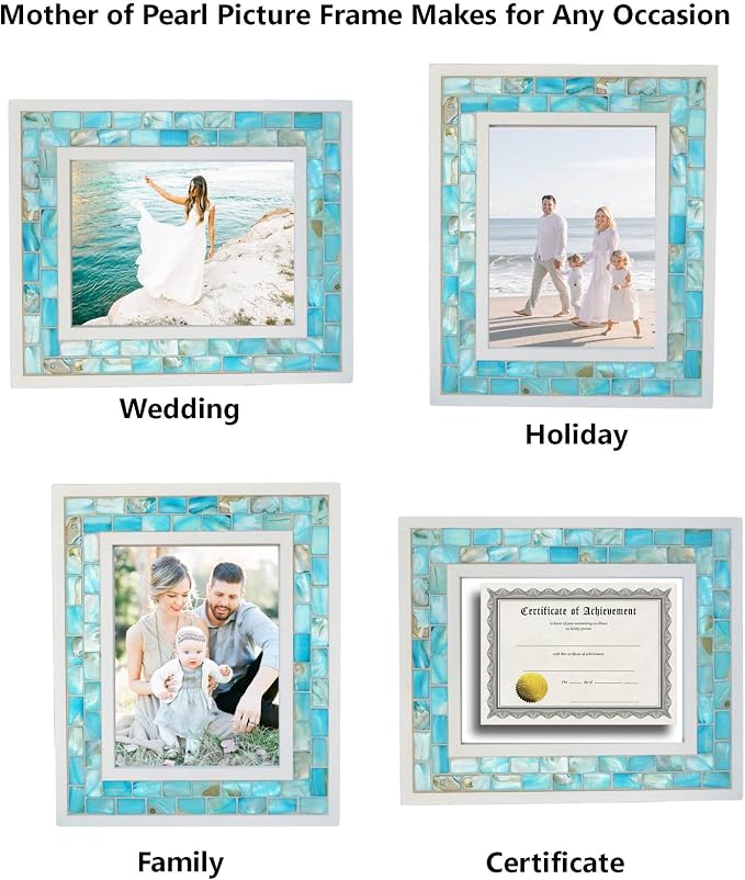 Beach Picture Frame 6x8, Mother of Pearl Photo Frame, Mosaic Glass 6 by 8 - Image 6