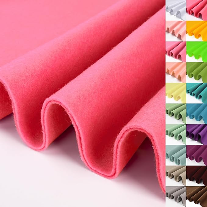 Neon Red Large Felt Fabric 36" X 36 "1.4 mm 1 Square Yard | Soft Felt Fabric by XSEINOiscreating%EF%BC%81
