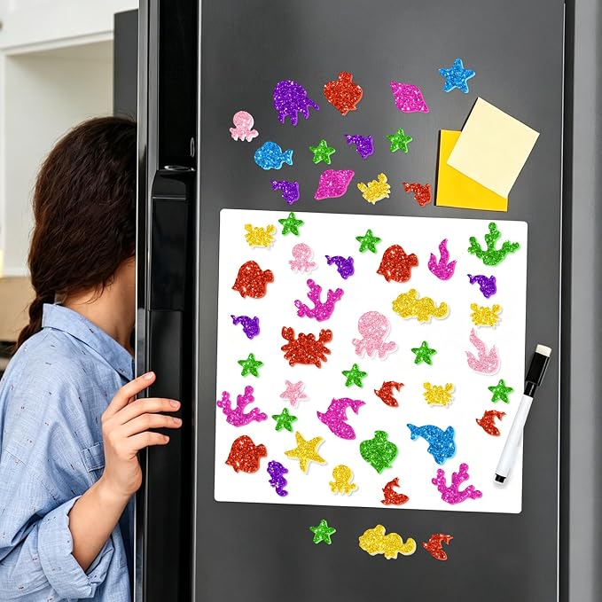 651 Pcs Glitter Foam Stickers, Sea Animal Shapes Stickers, 7 Sheets Colorful 3D - Image 5