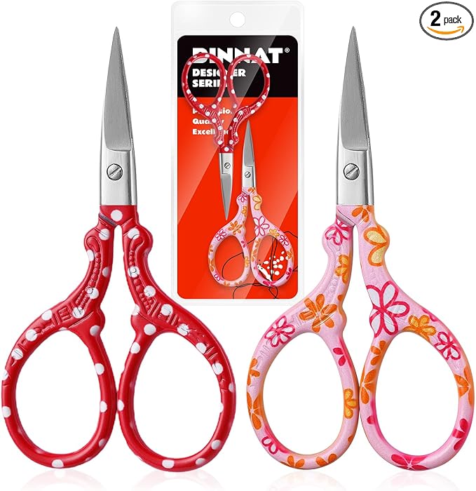 2PCS Sewing Embroidery Scissors, 3.6 Inches Sharp Stainless Steel Crochet by DINNAT