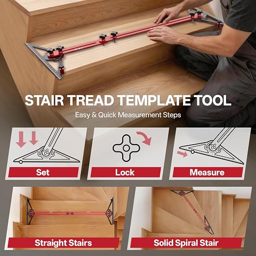Stair Tread Template Tool, Precision Angle Length Depth Measuring Gauge Tool - Image 2