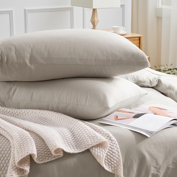 NEXHOME PRO Duvet Cover King Size, 100% Washed Cotton Orgnic Linen Like - Image 5