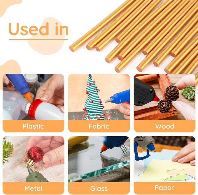 72 Pack Metallic Gold Hot Glue Sticks, Wedding Cards, Decoration, Car Dent - Image 5
