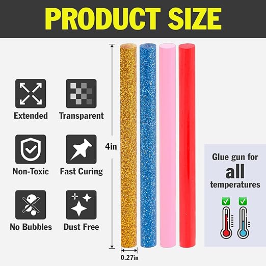 300 Pack Colored Hot Glue Sticks, Perfect Fit - Image 2