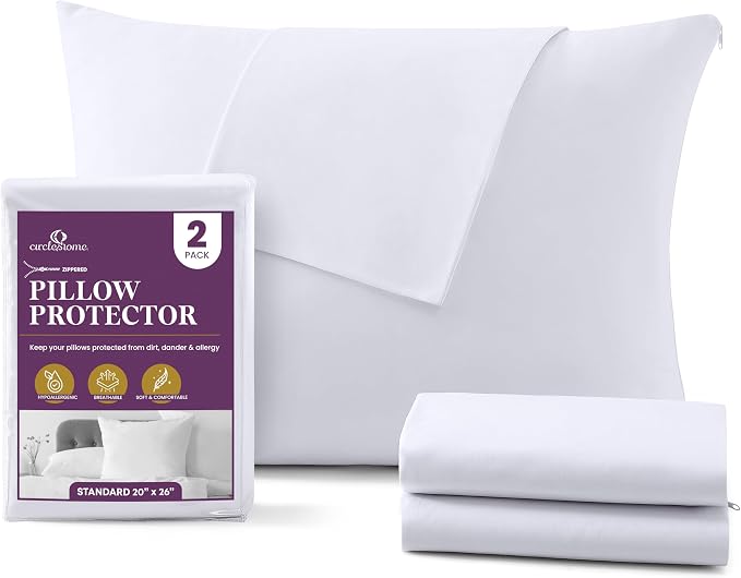CirclesHome Pillow Protectors 2 Pack Standard Zippered by CirclesHome