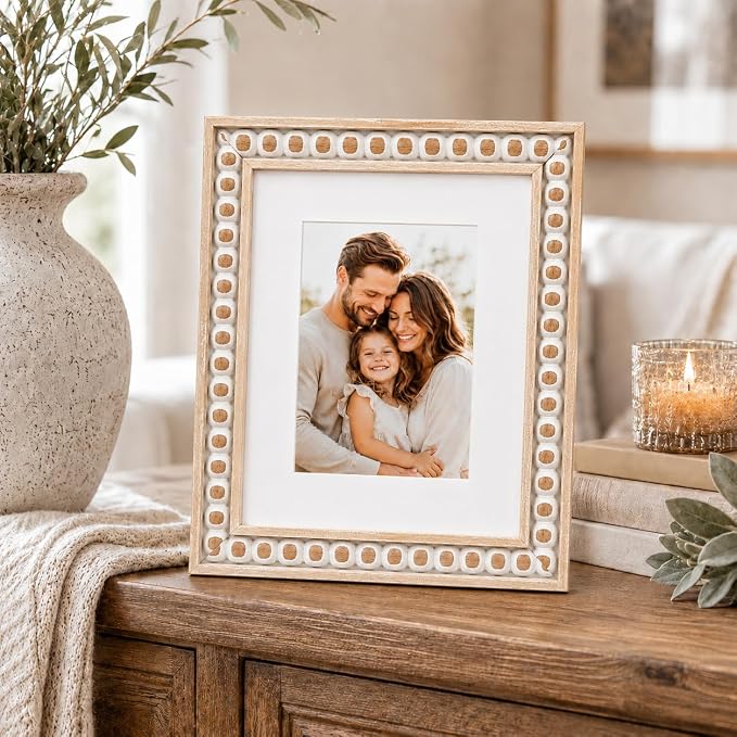 Solid Wood 8x10 Picture Frame Beaded Frame - Image 2
