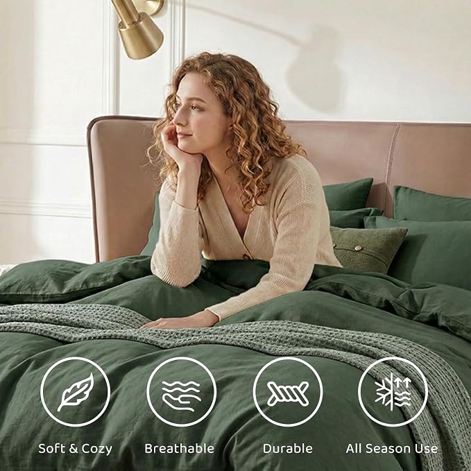 WRENSONGE Oversize King Size Comforter Set- 7 Pieces Deep Green Bed in a Bag - Image 4