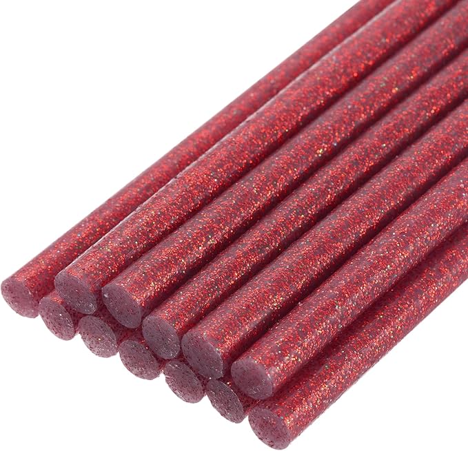 uxcell Mini Hot Glue Sticks for Glue Gun 11mm x 100mm Glitter Red 12pcs by uxcell