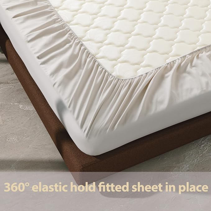 100% Egyptian Cotton Fitted Sheet Queen Size, 600 Thread Count 8-16" Deep - Image 6