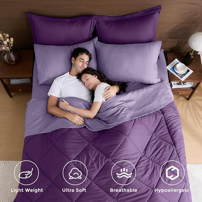 HEVUMYI Purple & Light Purple King Comforter Set - Image 2