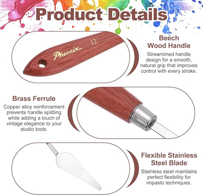MECCANIXITY Pack of 1 Palette Knife No.12, 8.5" Long Palette Knives - Image 3