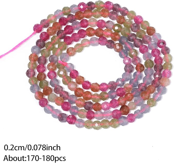 2mm 180pcs Colorful Tourmaline Tiny Gemstone Beads - Image 3