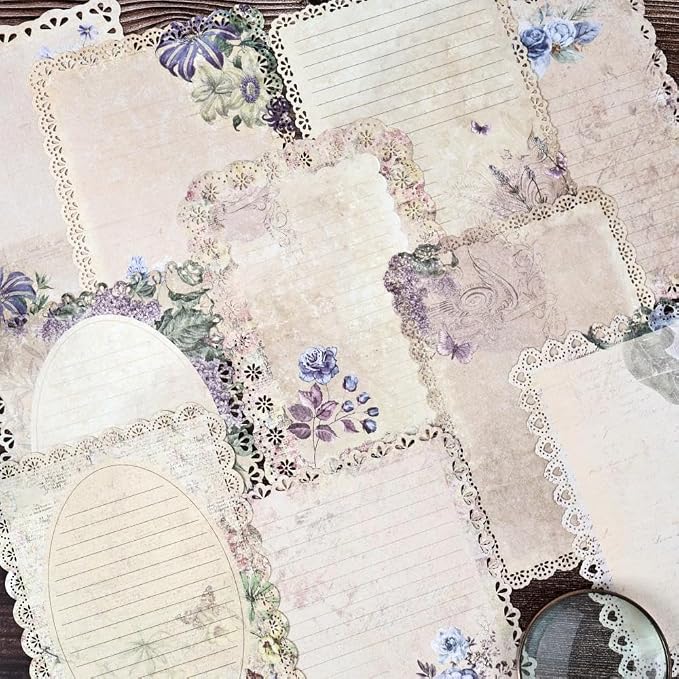 30 Sheets Lace Edged Vintage Scrapbook Paper, Scrapbooking, Stationery Letter - Image 8