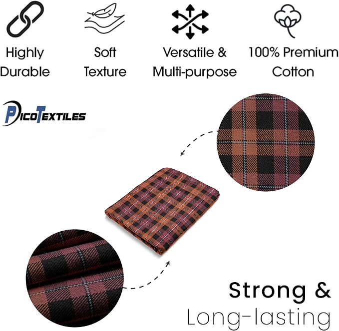 Pico Textiles 1 Yard Rust Tartan Plaid Flannel Fabric - Image 4
