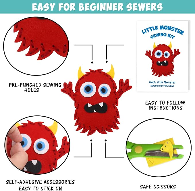 CiyvoLyeen Kids Sewing Kit Crafts– Little Monsters Felt Plush DIY Craft Adopt A - Image 3