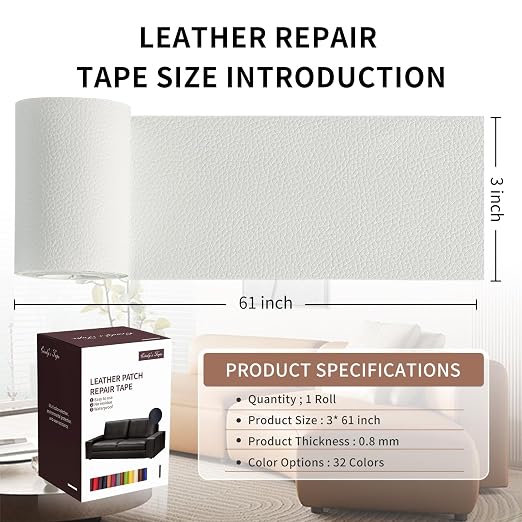 Leather Repair Patch Tape, Car Seat, Vinyl Leather Repair Kit - Image 2
