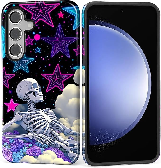 for Samsung Galaxy S25 Plus Case, Skull Star Collage Pattern Glossy 2 in 1 by Teonvpu